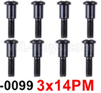 Wltoys 12628 Car Spare Parts-0099 Cross step lower half tooth screw(8PCS)-M3X14,Wltoys 12628 RC Car 6X6 Spare Parts Replacement Accessories,1:12 Scale 6wd,2.4G 12628 rc racing car Parts,On Road Drift Racing Truck Car Parts
